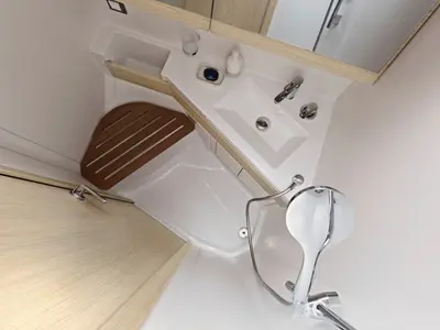 Head on Pebbles, a Beneteau Oceanis 46.1 sailboat at Municipal Unit of Rhodes, Greece