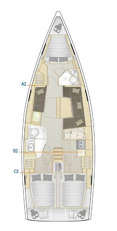 Exterior view of Alexander, a Hanse 418 sailboat at Grad Kaštela, Croatia