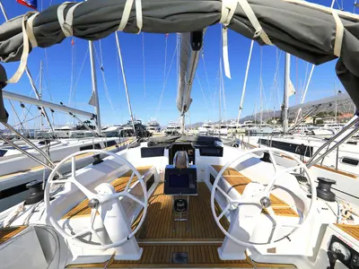Galley of Alexander, a Hanse 418 sailboat at Grad Kaštela, Croatia