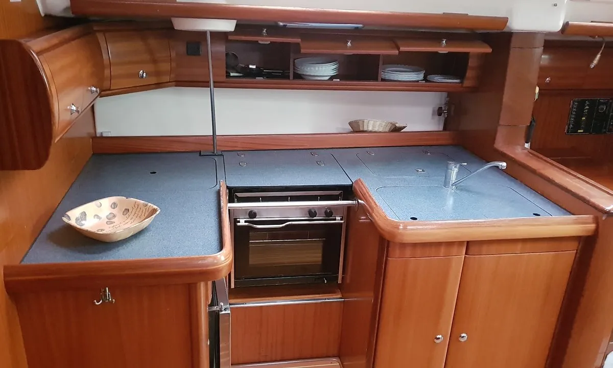 Galley of Srna, a Bavaria 49 sailboat at Zadar, Croatia