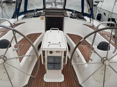 Cockpit of Srna, a Bavaria 49 sailboat at Zadar, Croatia