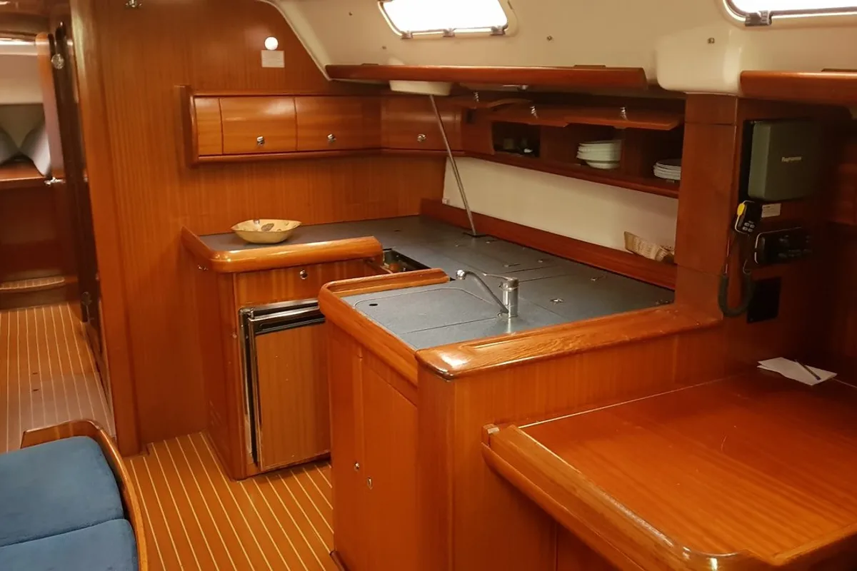 Galley of Srna, a Bavaria 49 sailboat at Zadar, Croatia