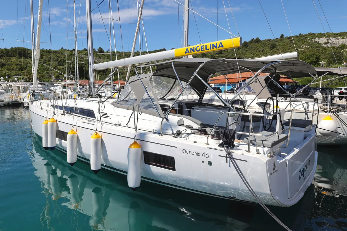 Exterior view of Zeppelin, a Beneteau Oceanis 46.1 sailboat at Primošten, Croatia