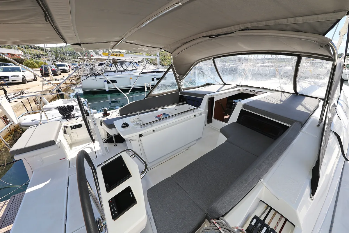 Cockpit of Zeppelin, a Beneteau Oceanis 46.1 sailboat at Primošten, Croatia