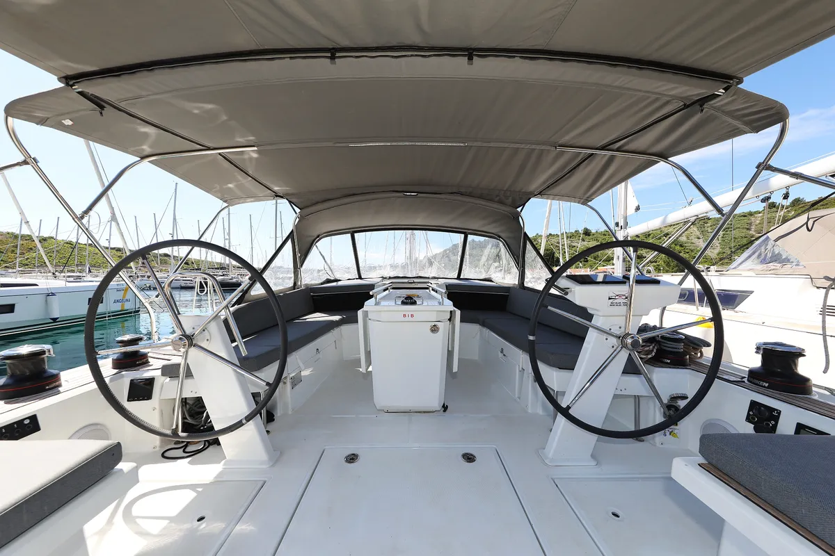 Cockpit of Zeppelin, a Beneteau Oceanis 46.1 sailboat at Primošten, Croatia