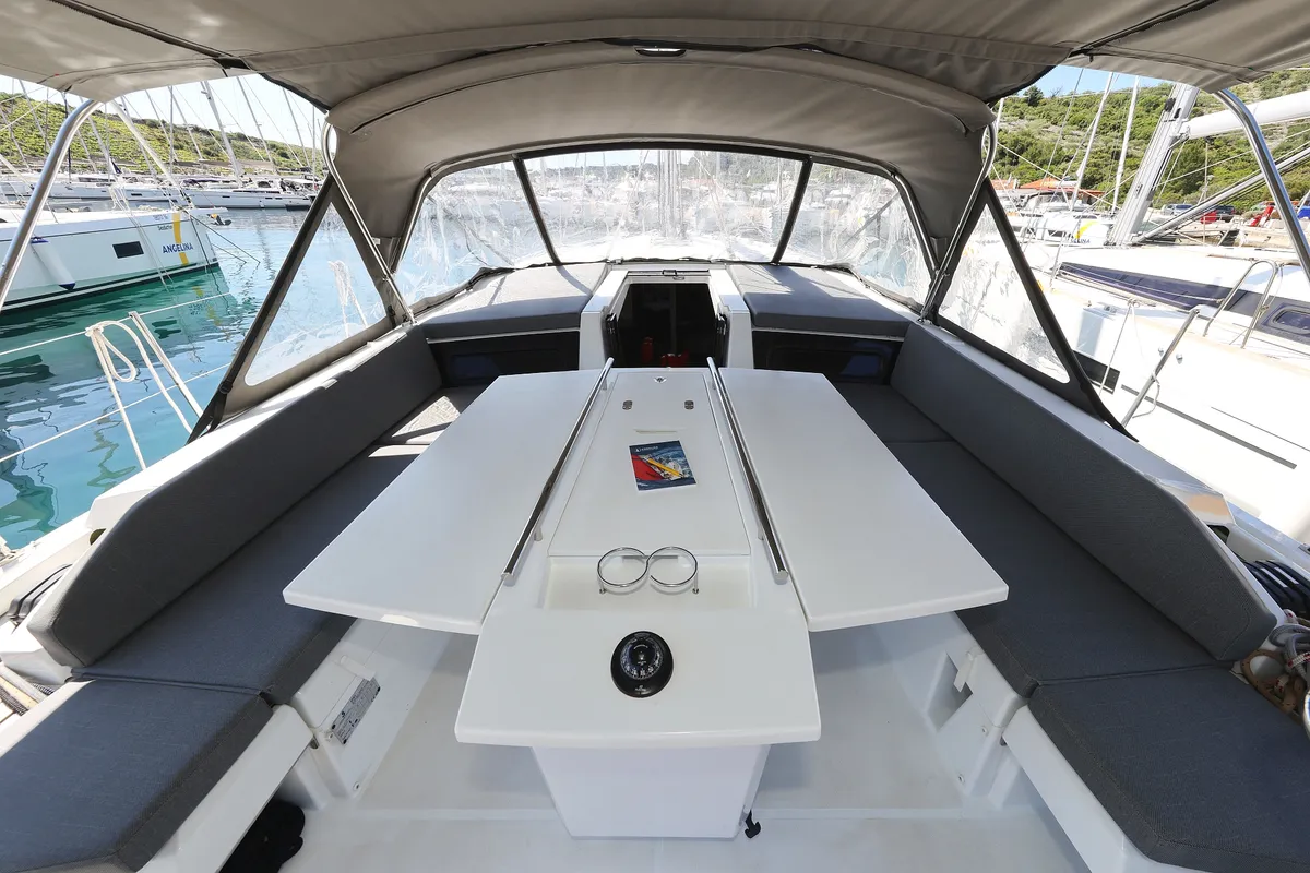Deck of Zeppelin, a Beneteau Oceanis 46.1 sailboat at Primošten, Croatia