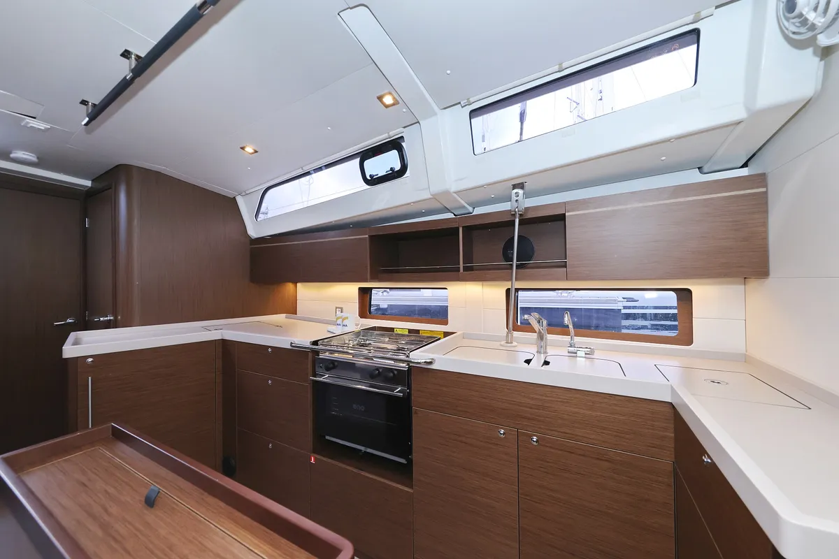 Galley of Zeppelin, a Beneteau Oceanis 46.1 sailboat at Primošten, Croatia