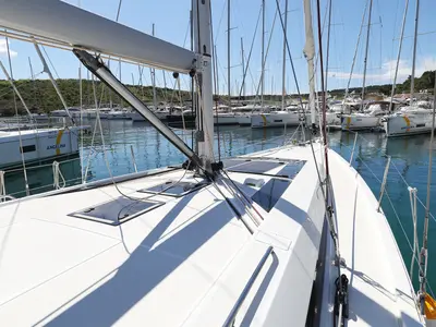Deck of Zeppelin, a Beneteau Oceanis 46.1 sailboat at Primošten, Croatia