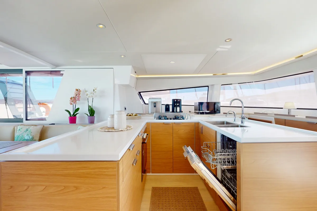 Ammos IV, a Bali 5.4 catamaran at Lavrion, Greece