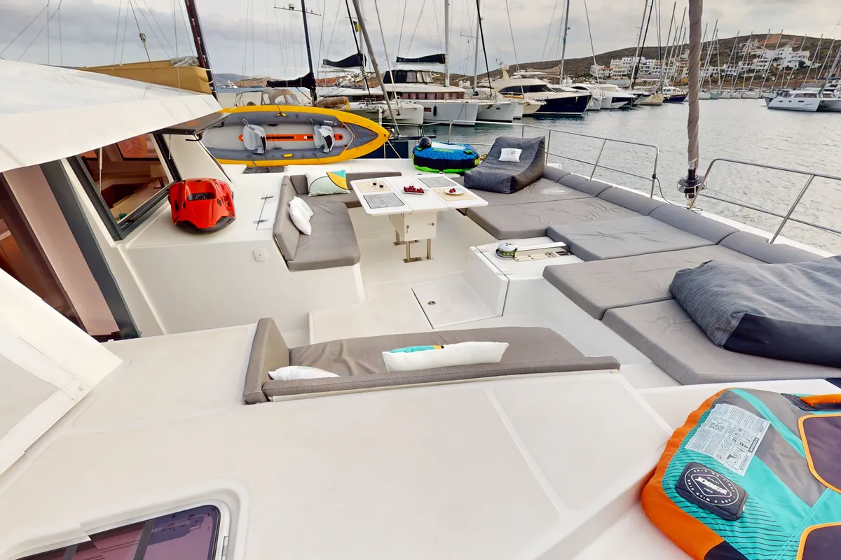 Ammos IV, a Bali 5.4 catamaran at Lavrion, Greece