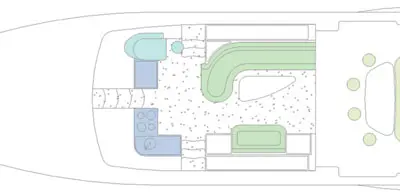 Floor plan of Bloody Mary, a Voyage 420ST motorboat at es Jonquet, Spain