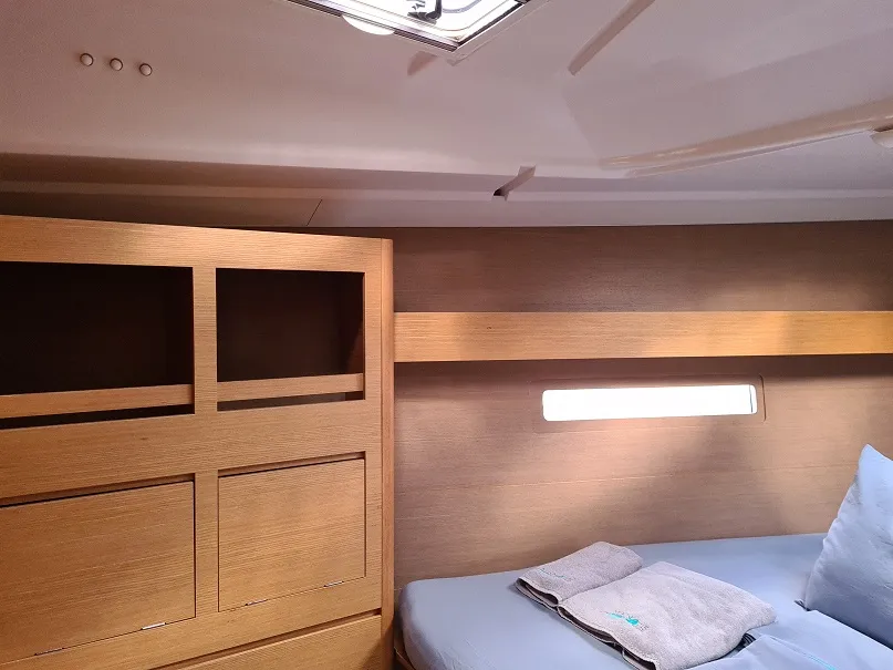 Cabin on Desiree II, a Dufour 412 Grand large sailboat at Marmaris, Turkey