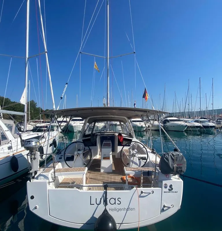 Exterior view of Lukas, a Beneteau Oceanis 38.1 sailboat at Općina Rogoznica, Croatia