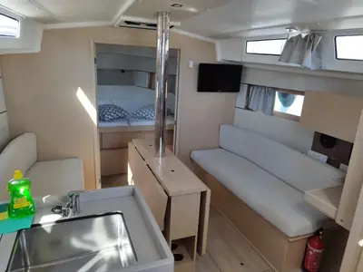Salon of Lukas, a Beneteau Oceanis 38.1 sailboat at Općina Rogoznica, Croatia