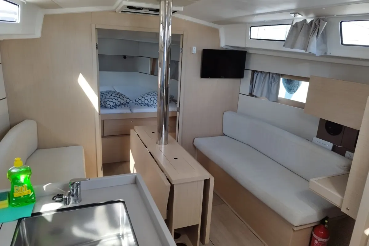 Salon of Lukas, a Beneteau Oceanis 38.1 sailboat at Općina Rogoznica, Croatia
