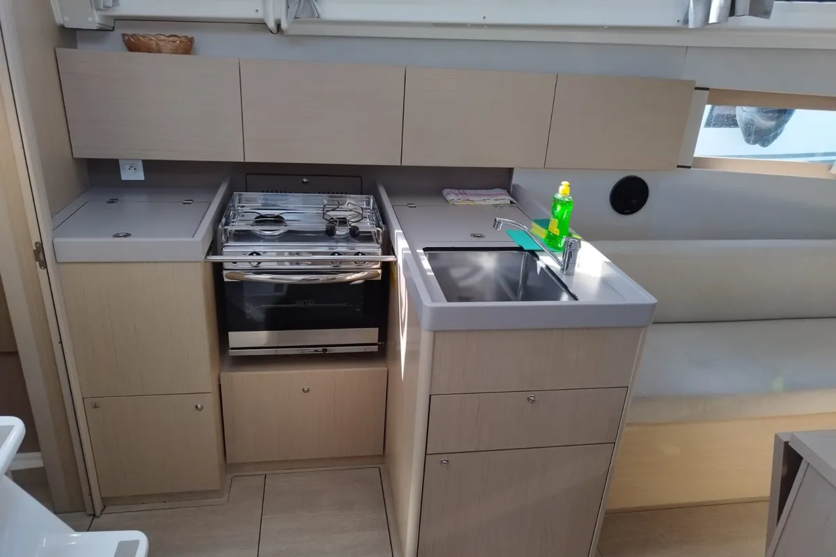 Galley of Lukas, a Beneteau Oceanis 38.1 sailboat at Općina Rogoznica, Croatia