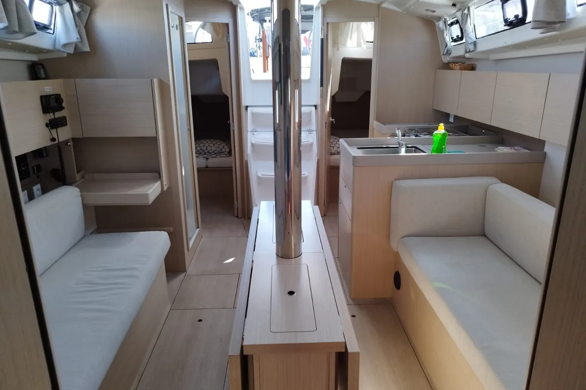 Salon of Lukas, a Beneteau Oceanis 38.1 sailboat at Općina Rogoznica, Croatia