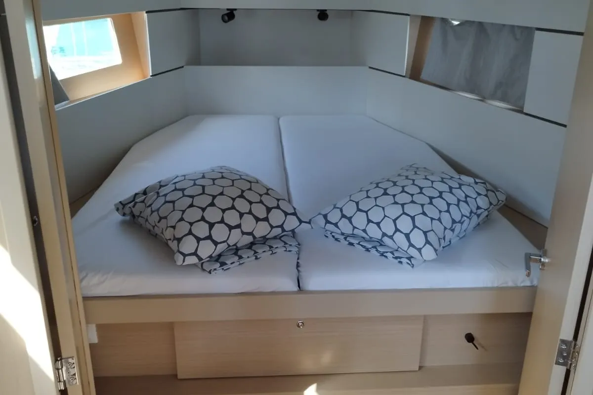 Cabin on Lukas, a Beneteau Oceanis 38.1 sailboat at Općina Rogoznica, Croatia