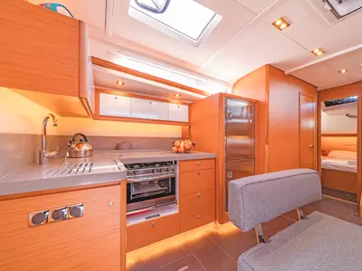 Galley of Edelweiss, a Dufour 470 sailboat at Kos, Greece