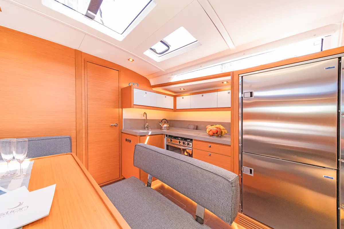 Galley of Edelweiss, a Dufour 470 sailboat at Kos, Greece