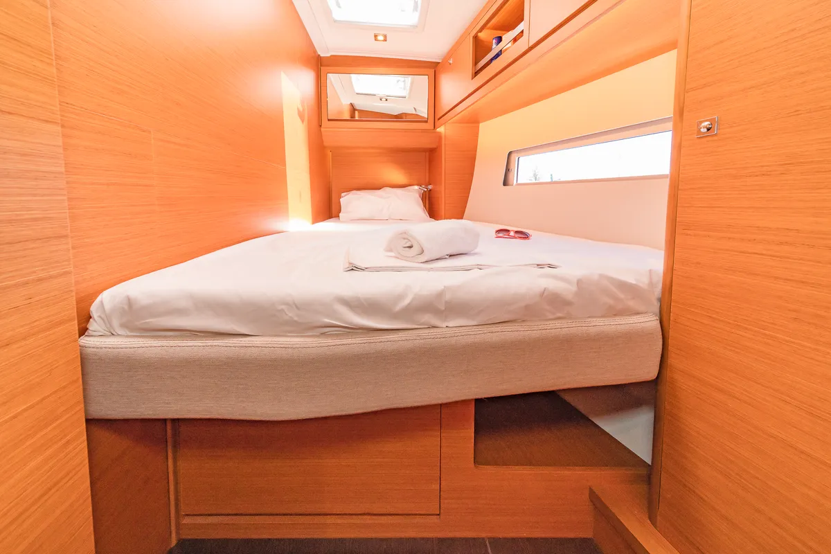 Cabin on Edelweiss, a Dufour 470 sailboat at Kos, Greece
