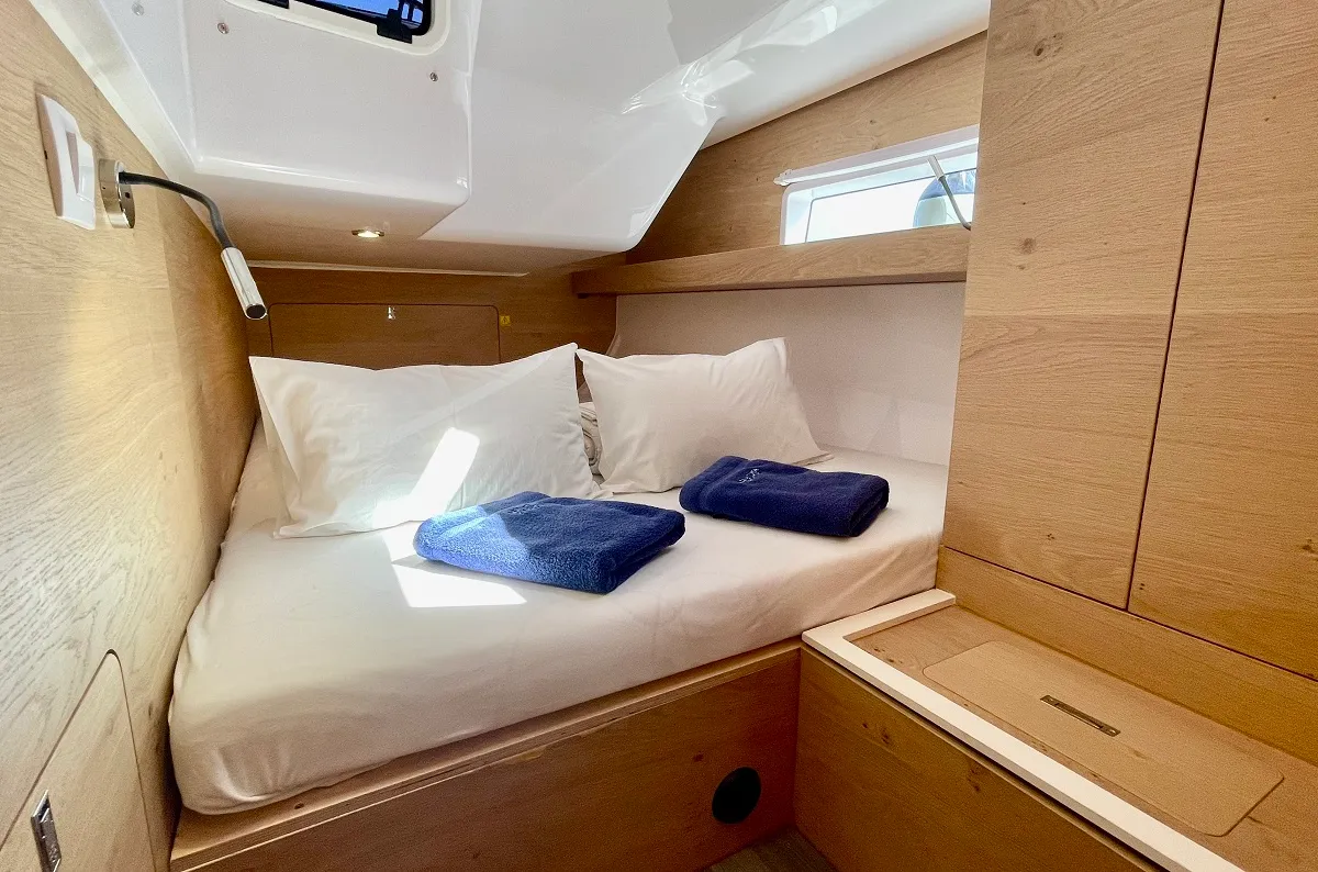 Cabin on A'more, a Elan Impression 45 sailboat at Pirovac, Croatia