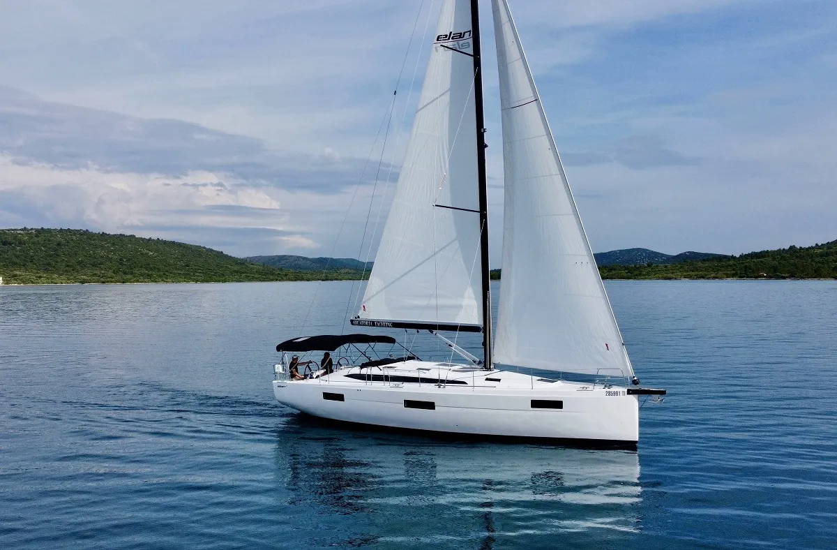 Exterior view of A'more, a Elan Impression 45 sailboat at Pirovac, Croatia