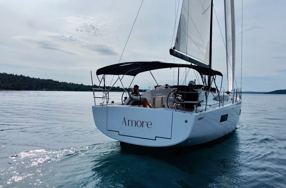 Exterior view of A'more, a Elan Impression 45 sailboat at Pirovac, Croatia
