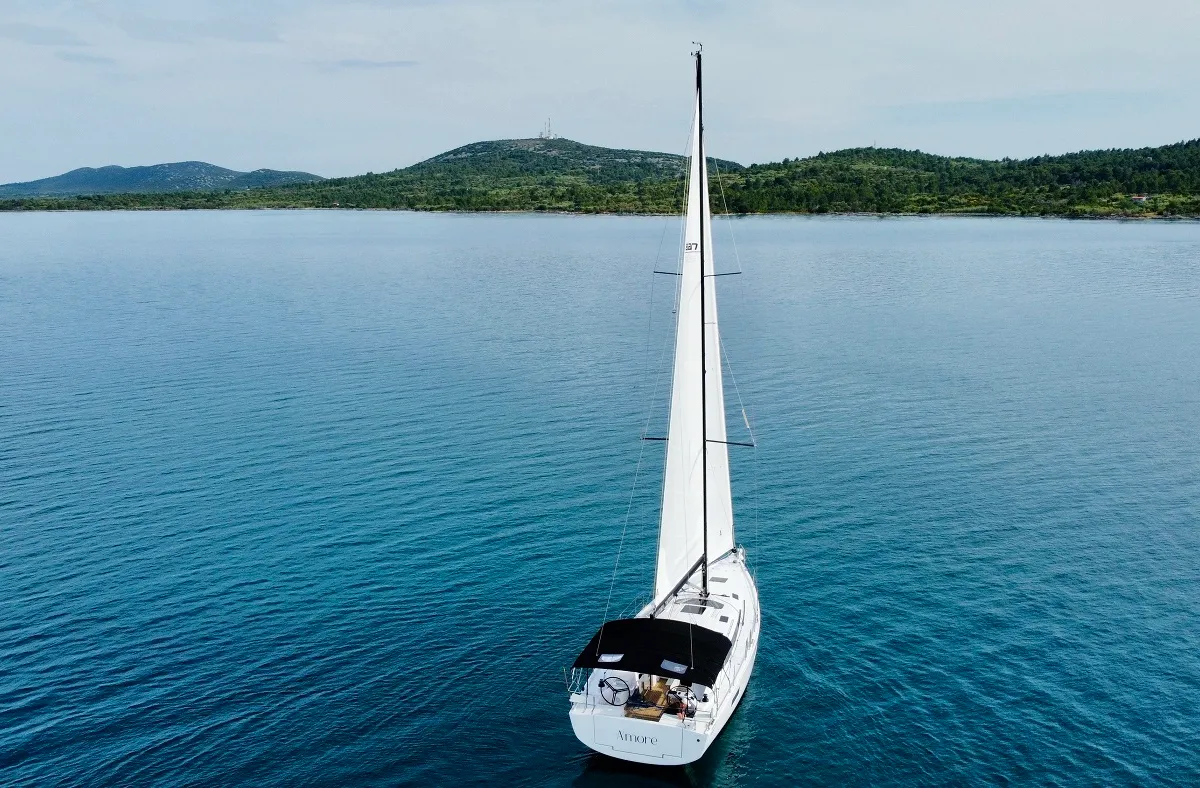 Exterior view of A'more, a Elan Impression 45 sailboat at Pirovac, Croatia