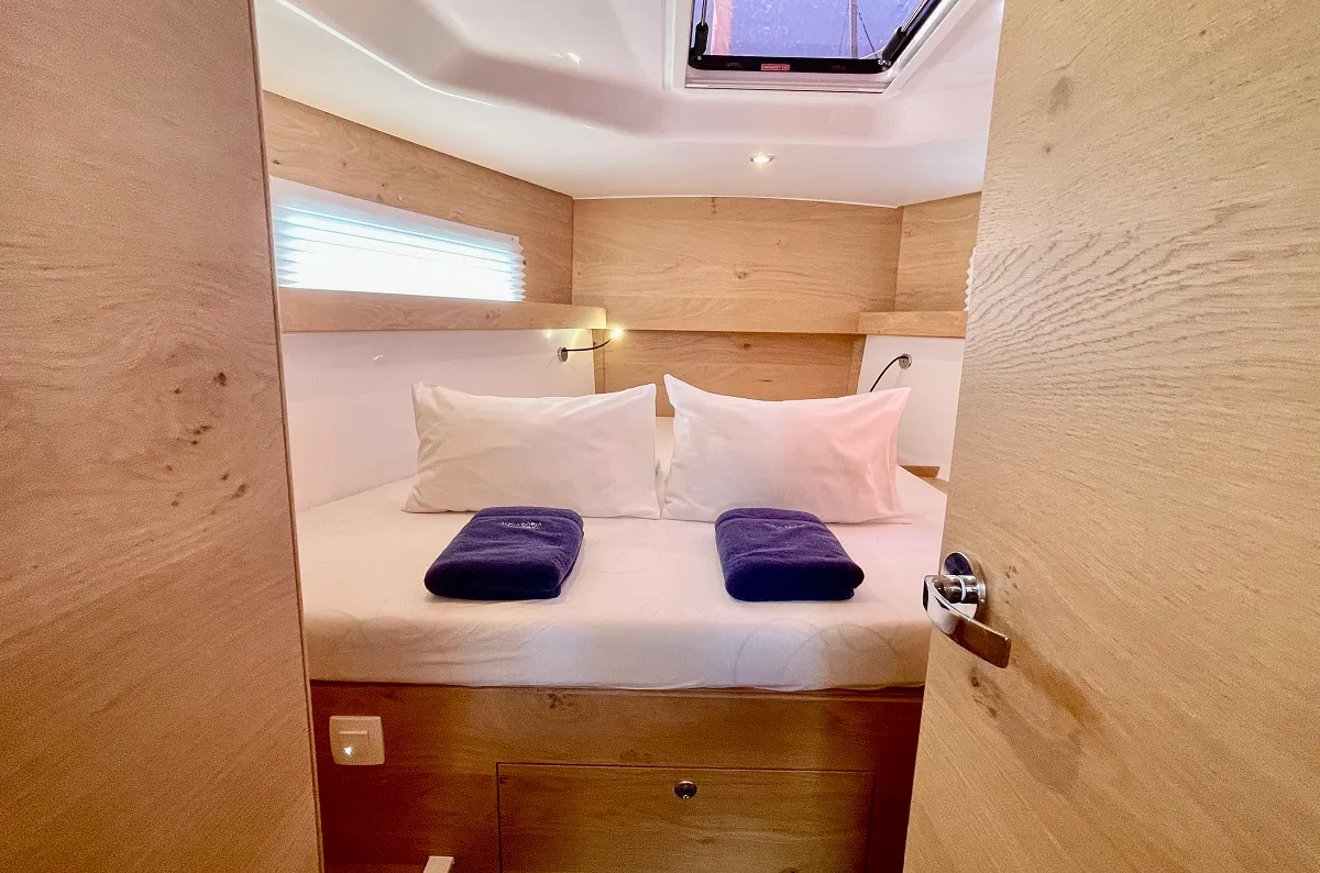Cabin on A'more, a Elan Impression 45 sailboat at Pirovac, Croatia