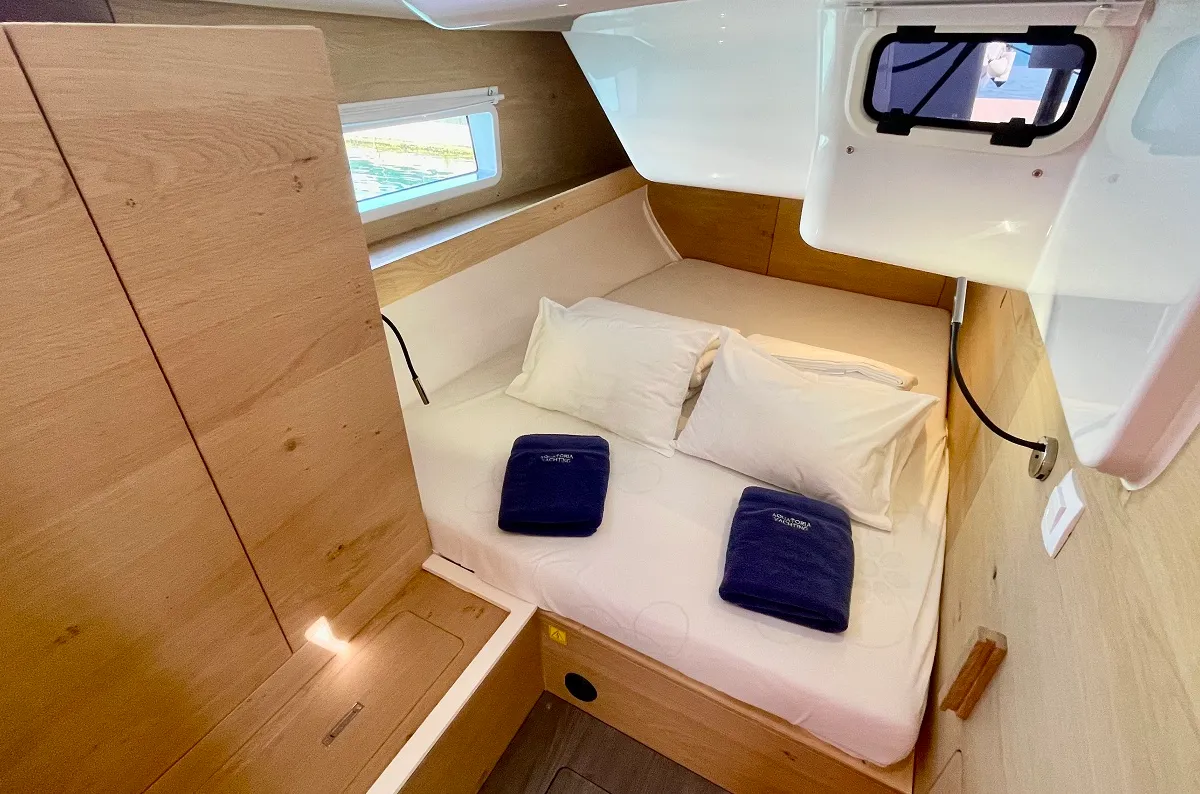 Cabin on A'more, a Elan Impression 45 sailboat at Pirovac, Croatia