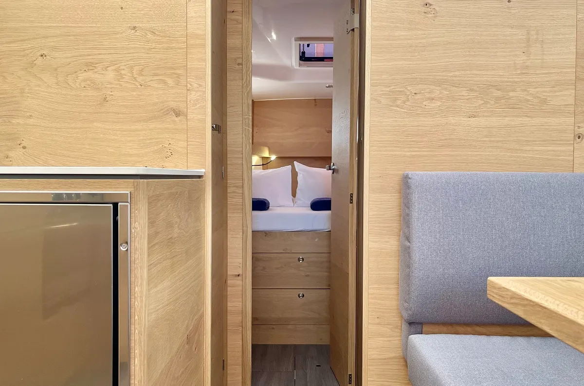 Cabin on A'more, a Elan Impression 45 sailboat at Pirovac, Croatia