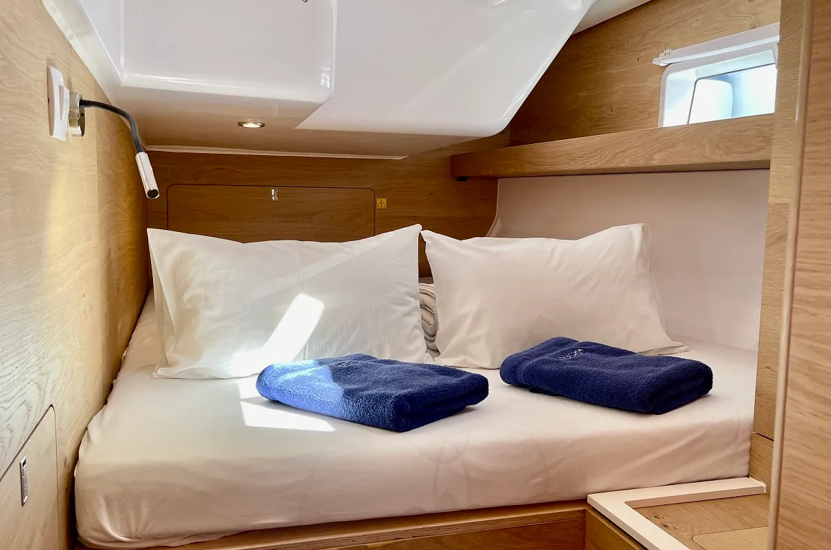 Cabin on A'more, a Elan Impression 45 sailboat at Pirovac, Croatia