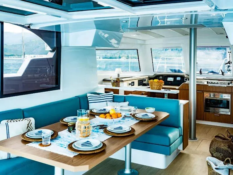 Salon of Giocos, a Bali Catspace catamaran at Palermo, Italy