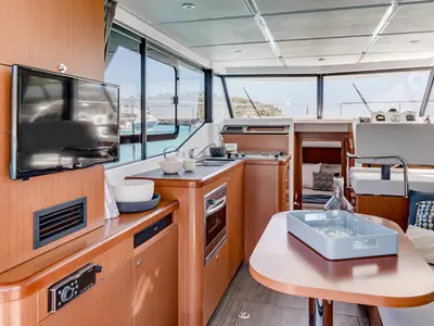 Galley of Anna Rosa, a Beneteau Swift Trawler 30 Fly motor yacht at Punat, Croatia