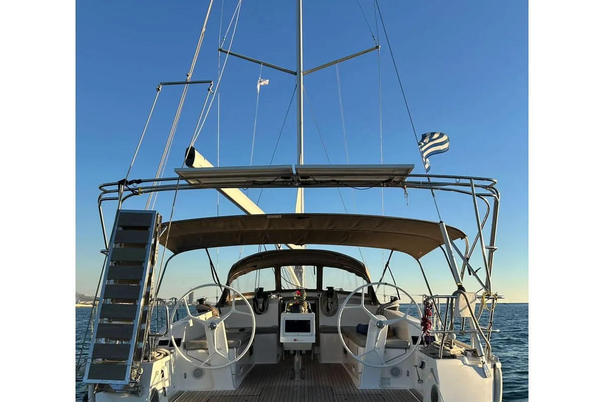 Exterior view of ANEMONI, a Bavaria Cruiser 46 Style sailboat at Athens, Greece