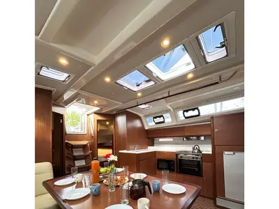 Galley of ANEMONI, a Bavaria Cruiser 46 Style sailboat at Athens, Greece