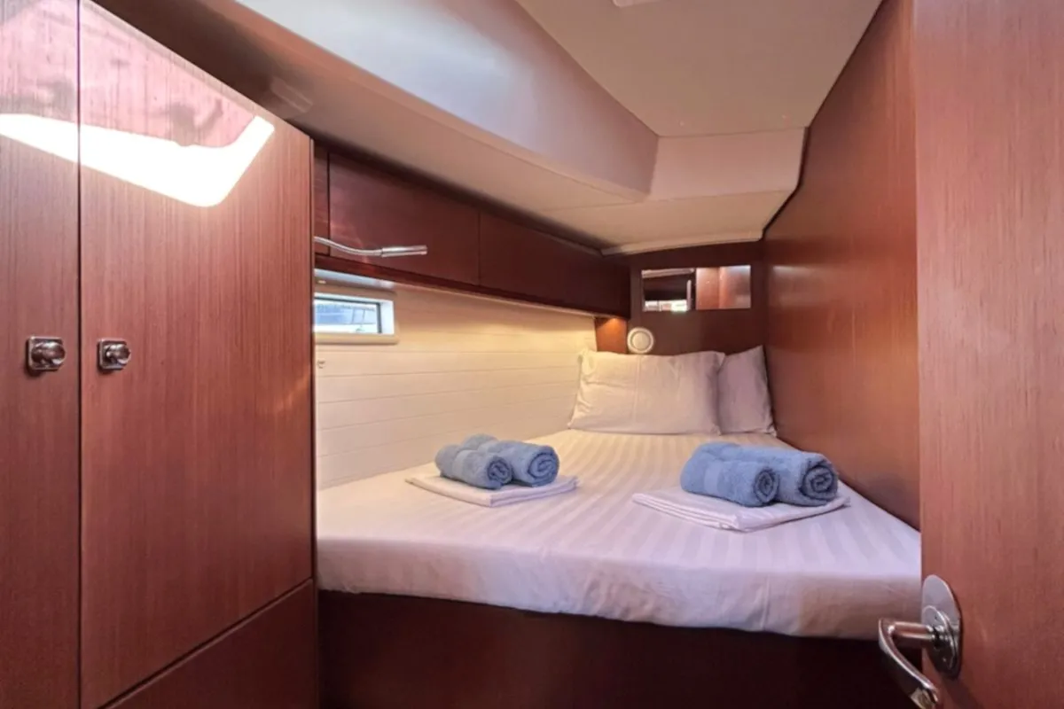 Cabin on ANEMONI, a Bavaria Cruiser 46 Style sailboat at Athens, Greece