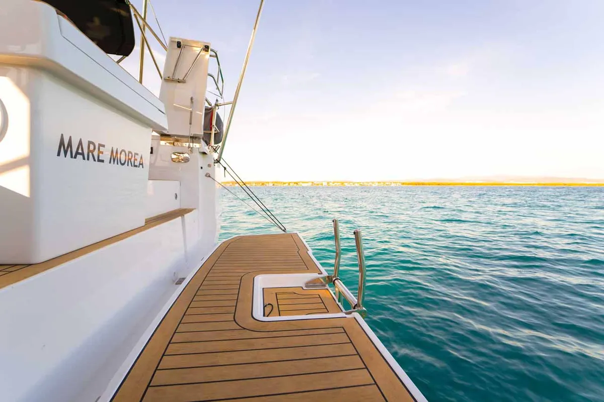 Deck of Mare Morea, a Hanse 460 sailboat at Grad Šibenik, Croatia