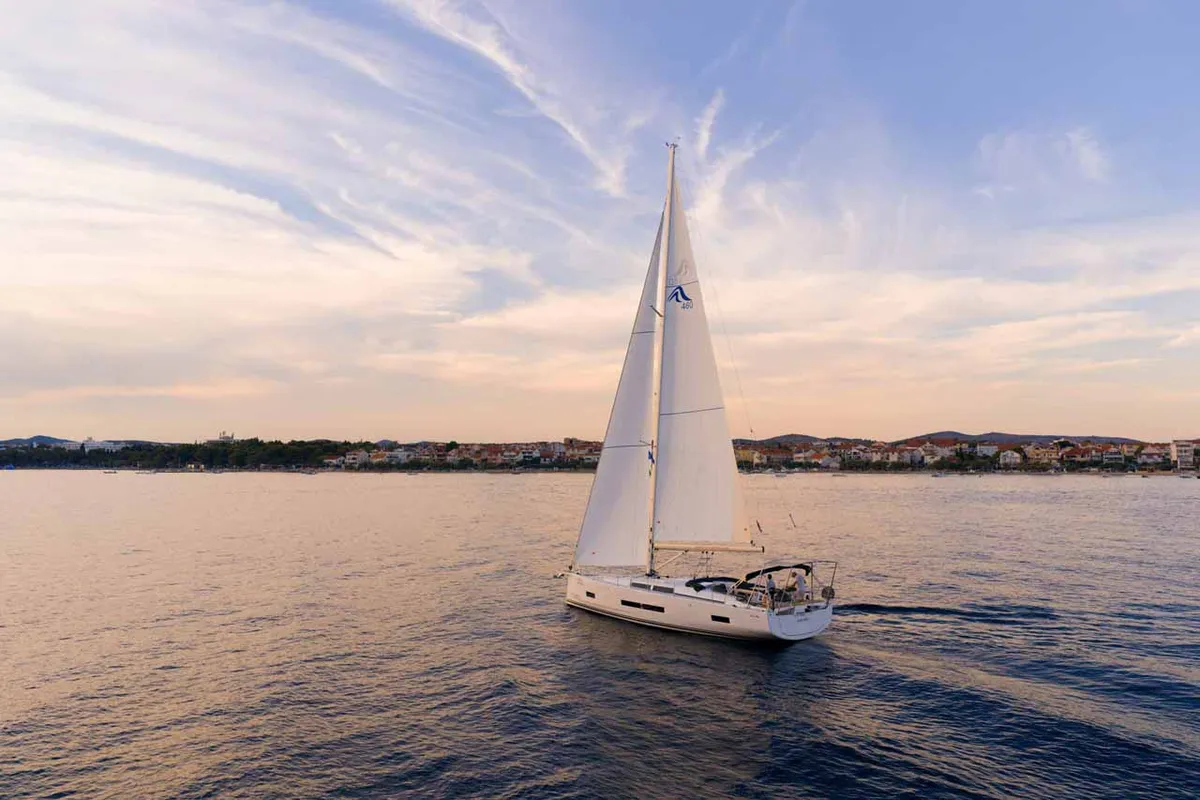 Exterior view of Mare Morea, a Hanse 460 sailboat at Grad Šibenik, Croatia