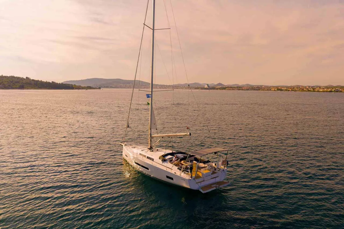 Exterior view of Mare Morea, a Hanse 460 sailboat at Grad Šibenik, Croatia