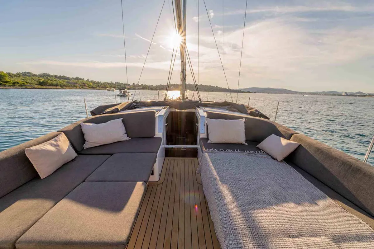 Deck of Mare Morea, a Hanse 460 sailboat at Grad Šibenik, Croatia
