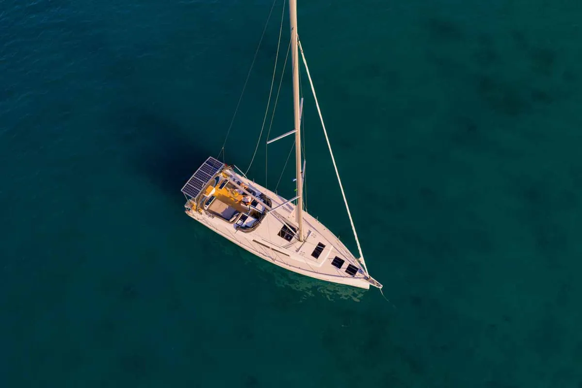 Exterior view of Mare Morea, a Hanse 460 sailboat at Grad Šibenik, Croatia