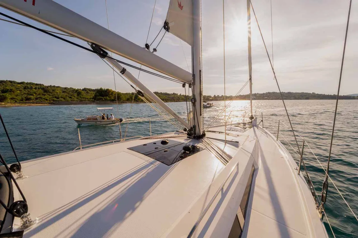 Deck of Mare Morea, a Hanse 460 sailboat at Grad Šibenik, Croatia