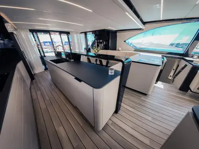 Galley of Summer, a Wave 60 catamaran at Olbia, Italy