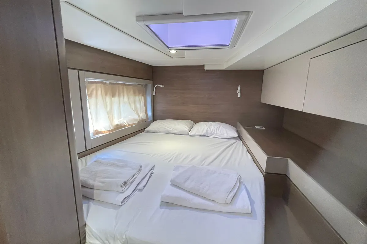 Cabin on Sail Aquarius, a Bali 4.6 catamaran at Marmaris, Turkey