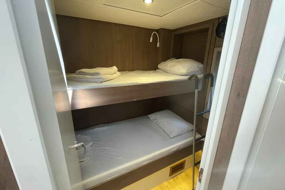 Cabin on Sail Aquarius, a Bali 4.6 catamaran at Marmaris, Turkey
