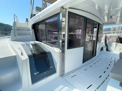 Deck of Sail Aquarius, a Bali 4.6 catamaran at Marmaris, Turkey