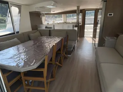 Salon of Sail Aquarius, a Bali 4.6 catamaran at Marmaris, Turkey