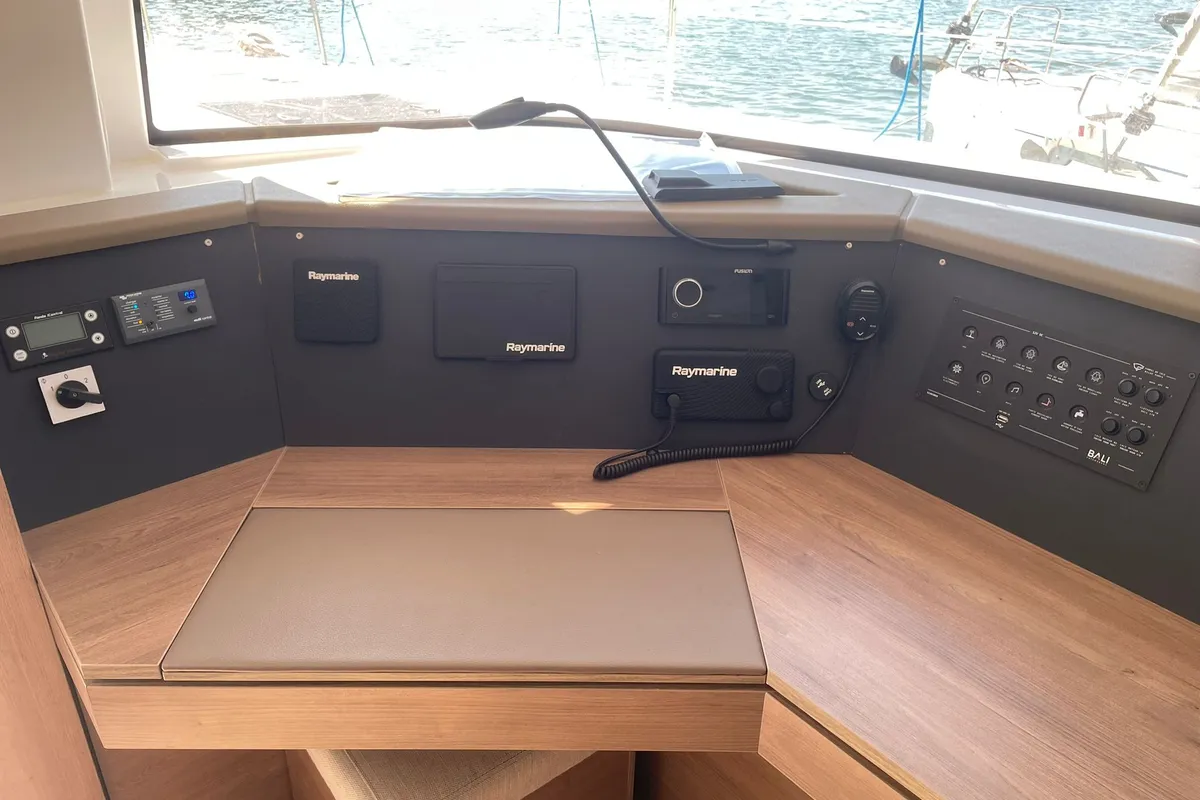 Salon of Sail Aquarius, a Bali 4.6 catamaran at Marmaris, Turkey